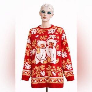 Winter teddy bear sweater- gold metallic.  24W